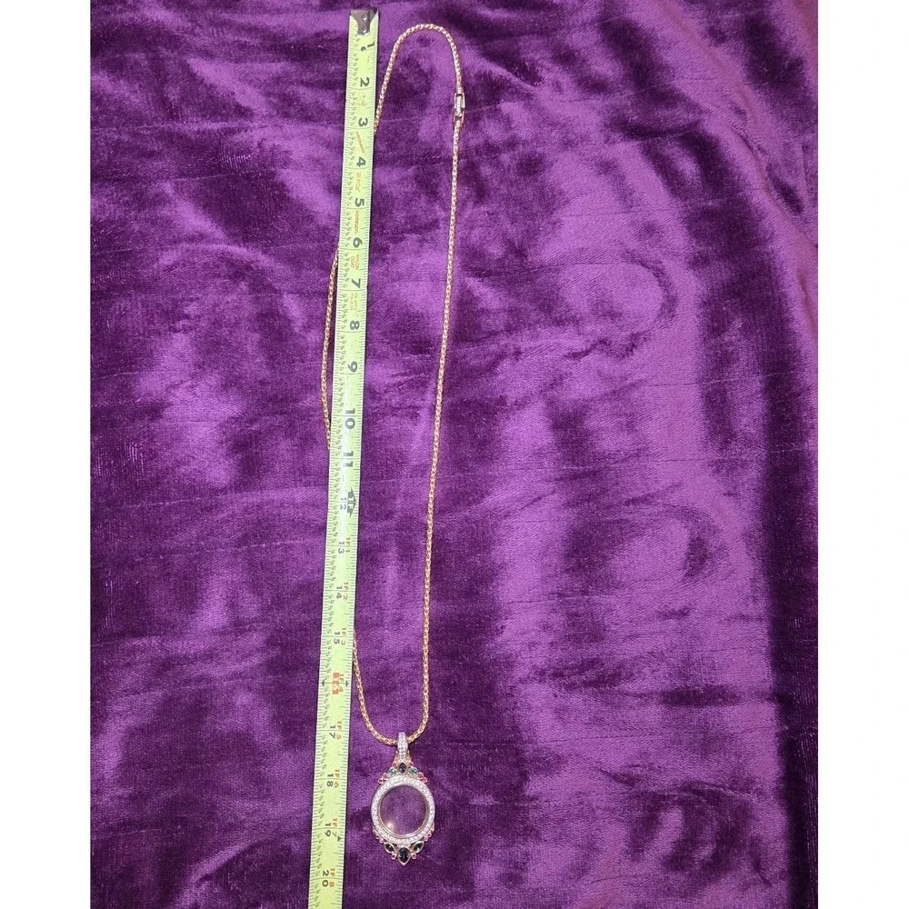 Swarovski Crystal Gold Plate Magnifying Glass Loop Pendant 36